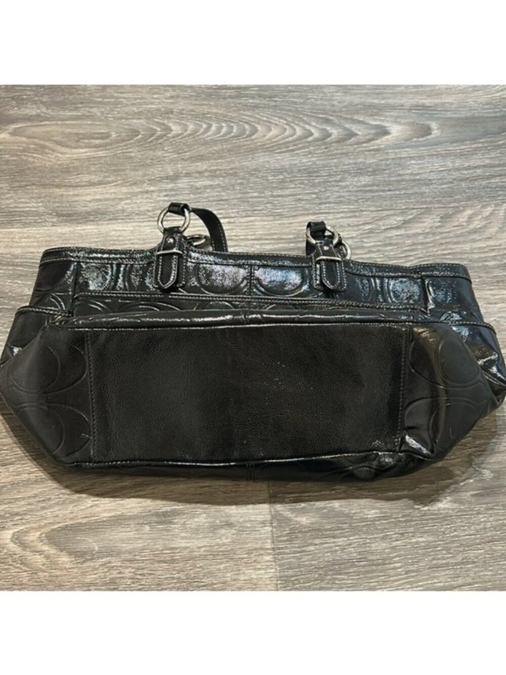 Coach Gallery Embossed Patent Leather Tote Shoulder City Bag Black Y2K - Picture 16 of 16